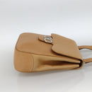 Salvatore Ferragamo Gancini Shoulder Bag Leather Beige Silver Auth BA11941-4