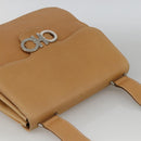 Salvatore Ferragamo Gancini Shoulder Bag Leather Beige Silver Auth BA11941-6