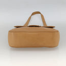 Salvatore Ferragamo Gancini Shoulder Bag Leather Beige Silver Auth BA11941-5