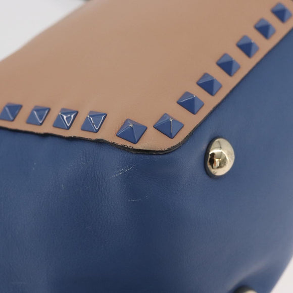 VALENTINO Rock Studs Hand Bag Leather 2way Multicolor Gold Auth BA11942A