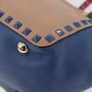 VALENTINO Rock Studs Hand Bag Leather 2way Multicolor Gold Auth BA11942A-16