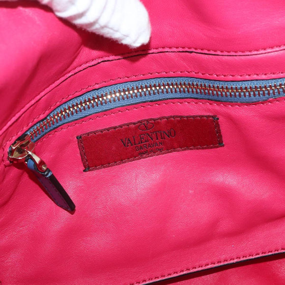 VALENTINO Rock Studs Hand Bag Leather 2way Multicolor Gold Auth BA11942A
