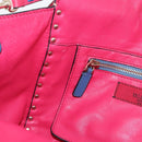 VALENTINO Rock Studs Hand Bag Leather 2way Multicolor Gold Auth BA11942A-22