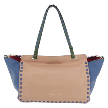 VALENTINO Rock Studs Hand Bag Leather 2way Multicolor Gold Auth BA11942A - 0