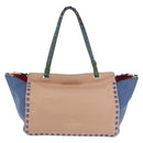 VALENTINO Rock Studs Hand Bag Leather 2way Multicolor Gold Auth BA11942A-2