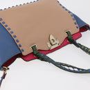 VALENTINO Rock Studs Hand Bag Leather 2way Multicolor Gold Auth BA11942A-6