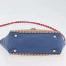 VALENTINO Rock Studs Hand Bag Leather 2way Multicolor Gold Auth BA11942A-5
