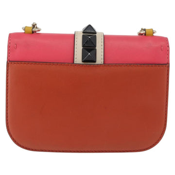 VALENTINO Chain Shoulder Bag Leather Pink Gold Auth BA11949A - 0