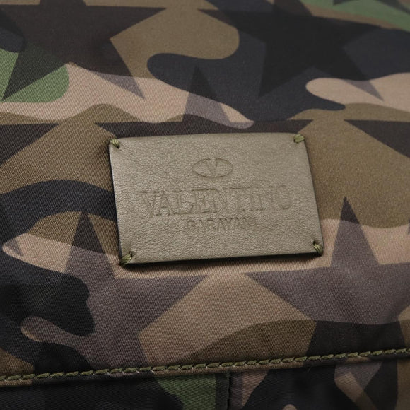 VALENTINO Hand Bag Nylon 2way Khaki Silver Auth BA11966A