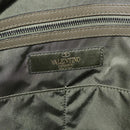 VALENTINO Hand Bag Nylon 2way Khaki Silver Auth BA11966A-20
