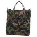 VALENTINO Hand Bag Nylon 2way Khaki Silver Auth BA11966A-13