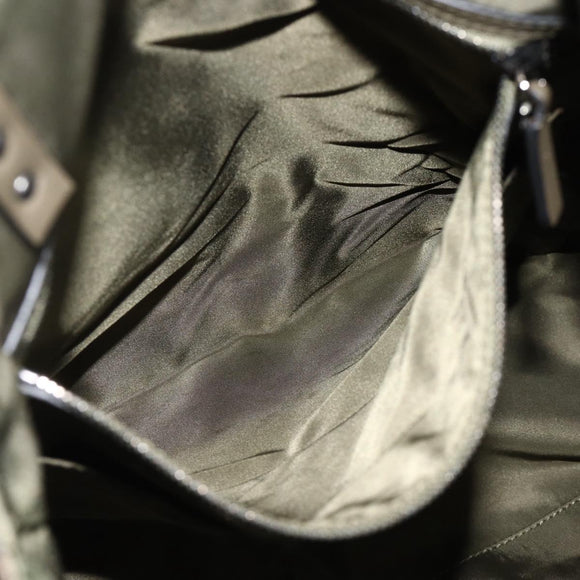 VALENTINO Hand Bag Nylon 2way Khaki Silver Auth BA11966A