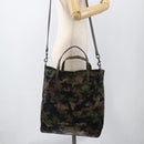 VALENTINO Hand Bag Nylon 2way Khaki Silver Auth BA11966A-27