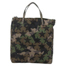 VALENTINO Hand Bag Nylon 2way Khaki Silver Auth BA11966A-2