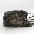 VALENTINO Hand Bag Nylon 2way Khaki Silver Auth BA11966A-4