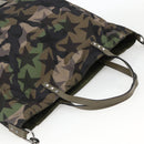 VALENTINO Hand Bag Nylon 2way Khaki Silver Auth BA11966A-6