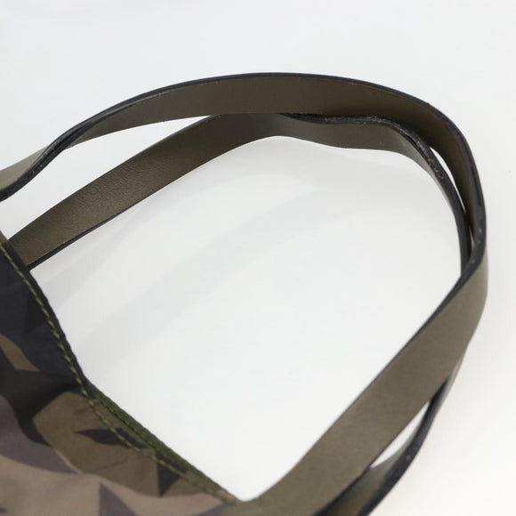 VALENTINO Hand Bag Nylon 2way Khaki Silver Auth BA11966A