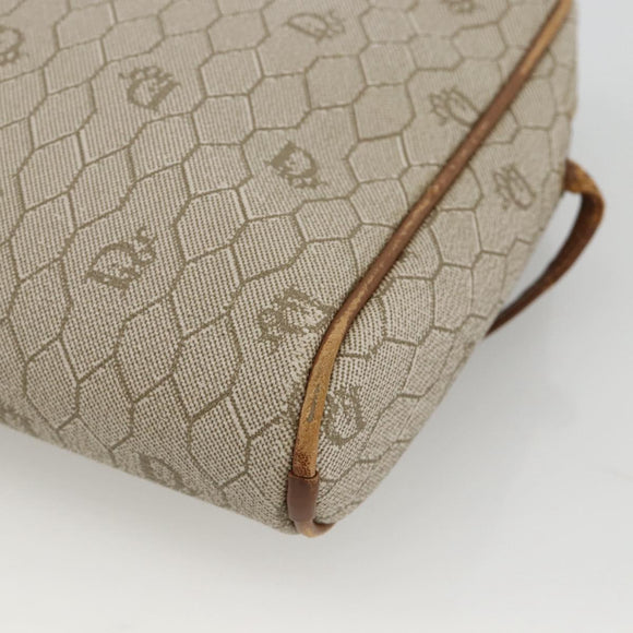 Christian Dior Honeycomb Canvas Shoulder Bag PVC Beige Gold Auth BA11969