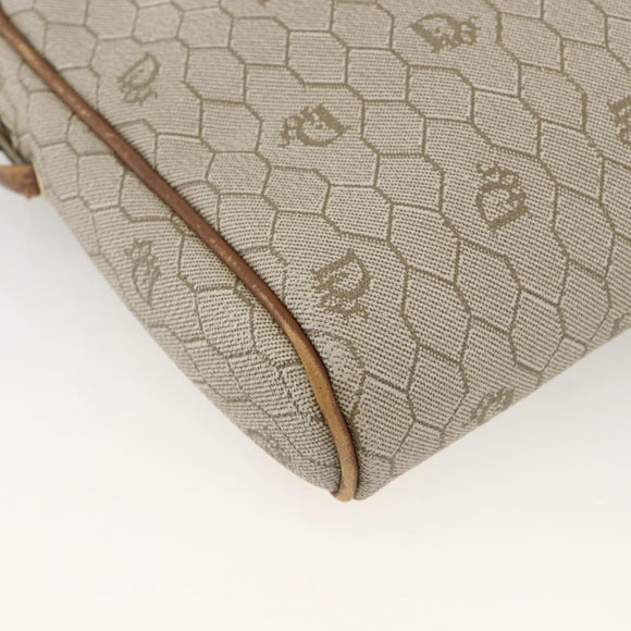 Christian Dior Honeycomb Canvas Shoulder Bag PVC Beige Gold Auth BA11969