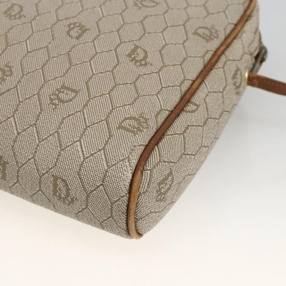 Christian Dior Honeycomb Canvas Shoulder Bag PVC Beige Gold Auth BA11969