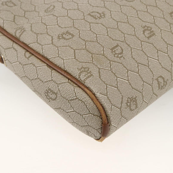 Christian Dior Honeycomb Canvas Shoulder Bag PVC Beige Gold Auth BA11969