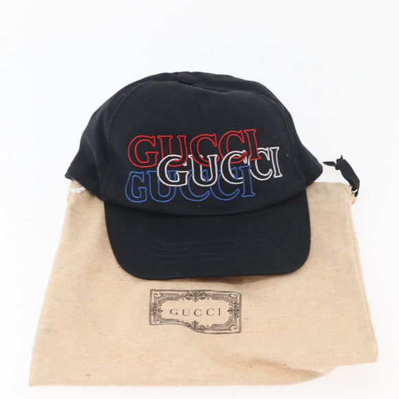 GUCCI Cap Canvas Black Auth BA11971A