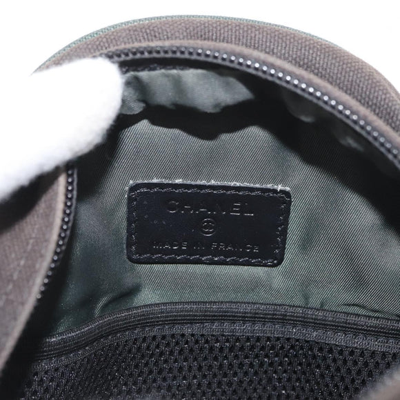 CHANEL Sports Line Shoulder Bag Canvas Green CC Auth BA11975