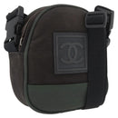 CHANEL Sports Line Shoulder Bag Canvas Green CC Auth BA11975-1