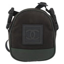 CHANEL Sports Line Shoulder Bag Canvas Green CC Auth BA11975-13