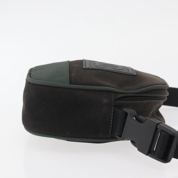 CHANEL Sports Line Shoulder Bag Canvas Green CC Auth BA11975