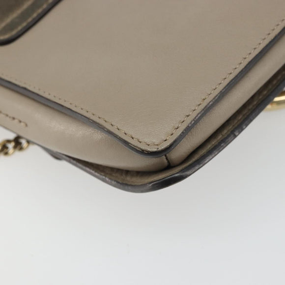 Chloe Fay Shoulder Bag Leather Suede Gray Gold Auth BA11981