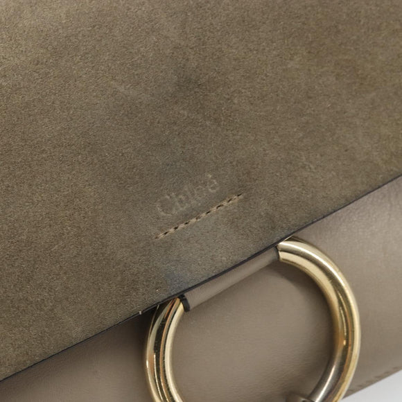 Chloe Fay Shoulder Bag Leather Suede Gray Gold Auth BA11981