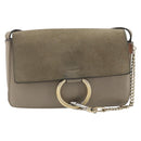 Chloe Fay Shoulder Bag Leather Suede Gray Gold Auth BA11981-13