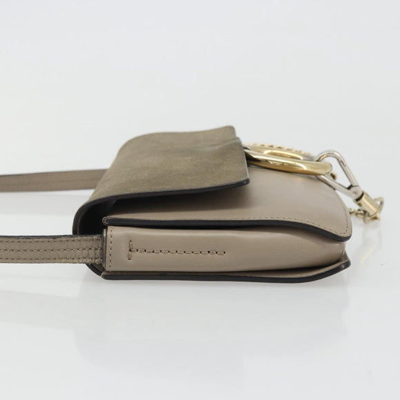 Chloe Fay Shoulder Bag Leather Suede Gray Gold Auth BA11981