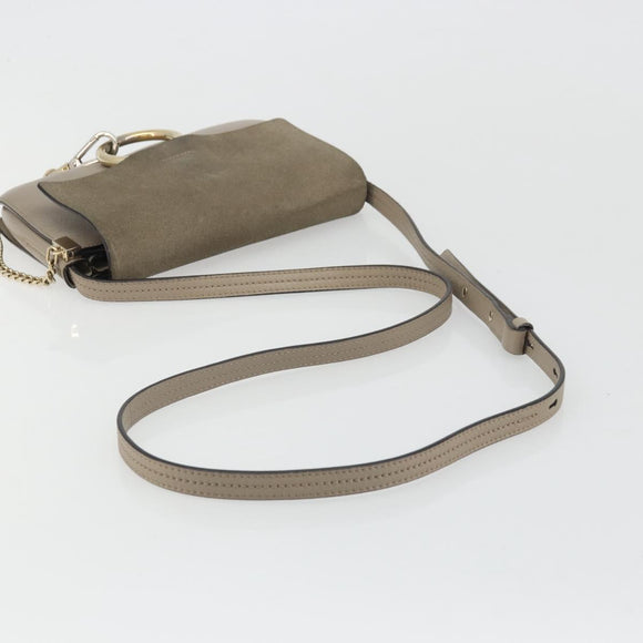 Chloe Fay Shoulder Bag Leather Suede Gray Gold Auth BA11981