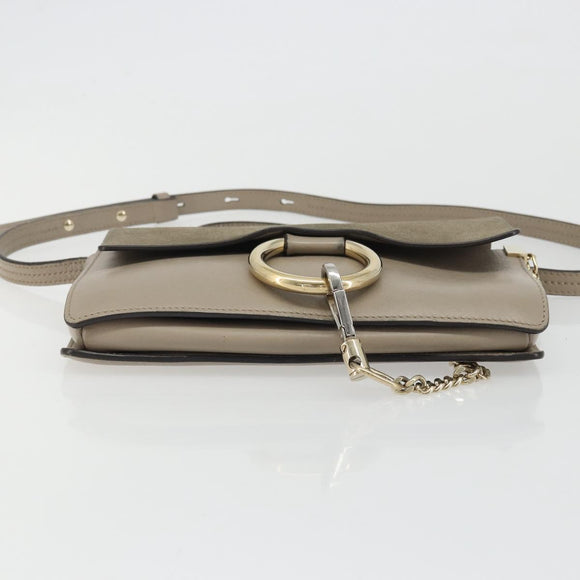 Chloe Fay Shoulder Bag Leather Suede Gray Gold Auth BA11981
