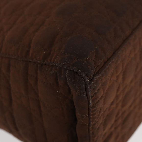 Christian Dior Canage Lady Dior Hand Bag Nylon Brown Gold Auth BA11985