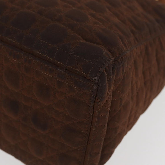 Christian Dior Canage Lady Dior Hand Bag Nylon Brown Gold Auth BA11985