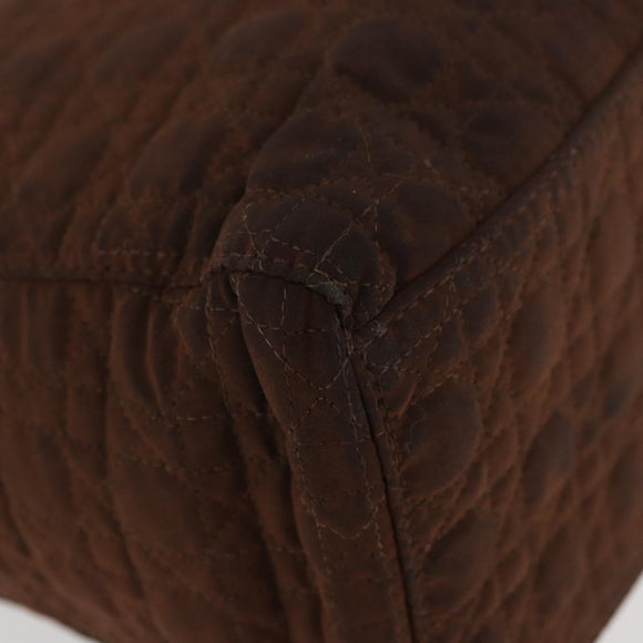 Christian Dior Canage Lady Dior Hand Bag Nylon Brown Gold Auth BA11985
