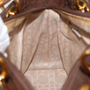 Christian Dior Canage Lady Dior Hand Bag Nylon Brown Gold Auth BA11985-19