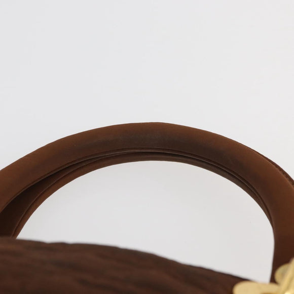 Christian Dior Canage Lady Dior Hand Bag Nylon Brown Gold Auth BA11985