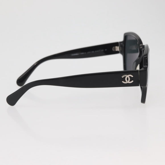 CHANEL COCO Mark Sunglasses plastic Black 5385-A CC Auth BA11986