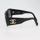 CHANEL COCO Mark Matelasse Sunglasses plastic Black 01450 94305 CC Auth BA11987-7