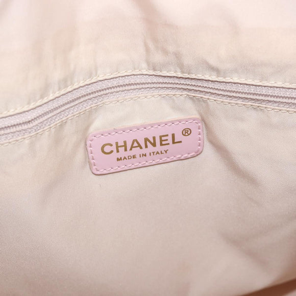 CHANEL New Travel Line Tote Bag Nylon Pink Gold CC Auth BA11991