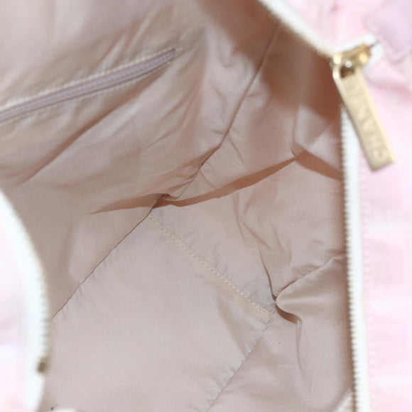 CHANEL New Travel Line Tote Bag Nylon Pink Gold CC Auth BA11991