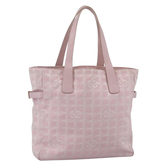 CHANEL New Travel Line Tote Bag Nylon Pink Gold CC Auth BA11991