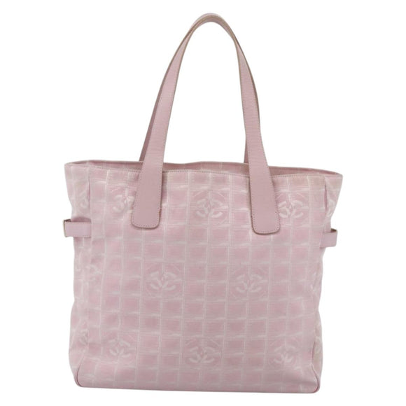 CHANEL New Travel Line Tote Bag Nylon Pink Gold CC Auth BA11991