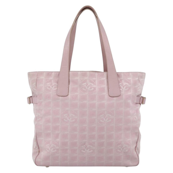 CHANEL New Travel Line Tote Bag Nylon Pink Gold CC Auth BA11991