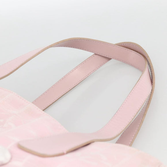 CHANEL New Travel Line Tote Bag Nylon Pink Gold CC Auth BA11991