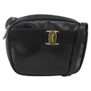 Salvatore Ferragamo Vala Shoulder Bag Leather Black Gold Auth BA11993-1